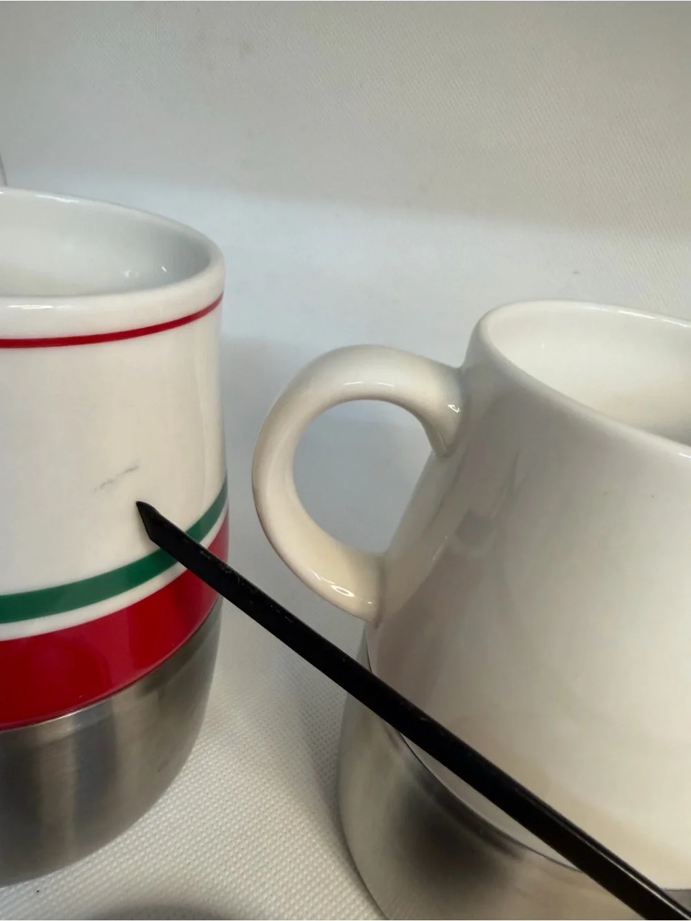 Two Starbucks Travel 14 Oz Mugs One Lid 2005/2006 Stainless Steel Bottoms